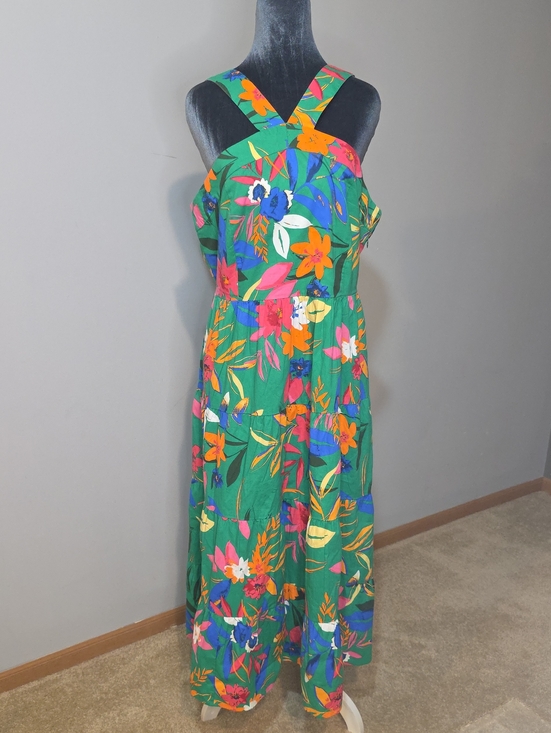J. Crew Dresses & Skirts - NWT J.Crew Green Tropical Floral Smocked Maxi Dress Cross Back Straps Sz 14